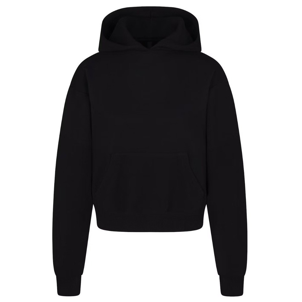 Skims Cotton Fleece Classic Pullover Hoodie Onyx Black PL-PLO-8365W Medium